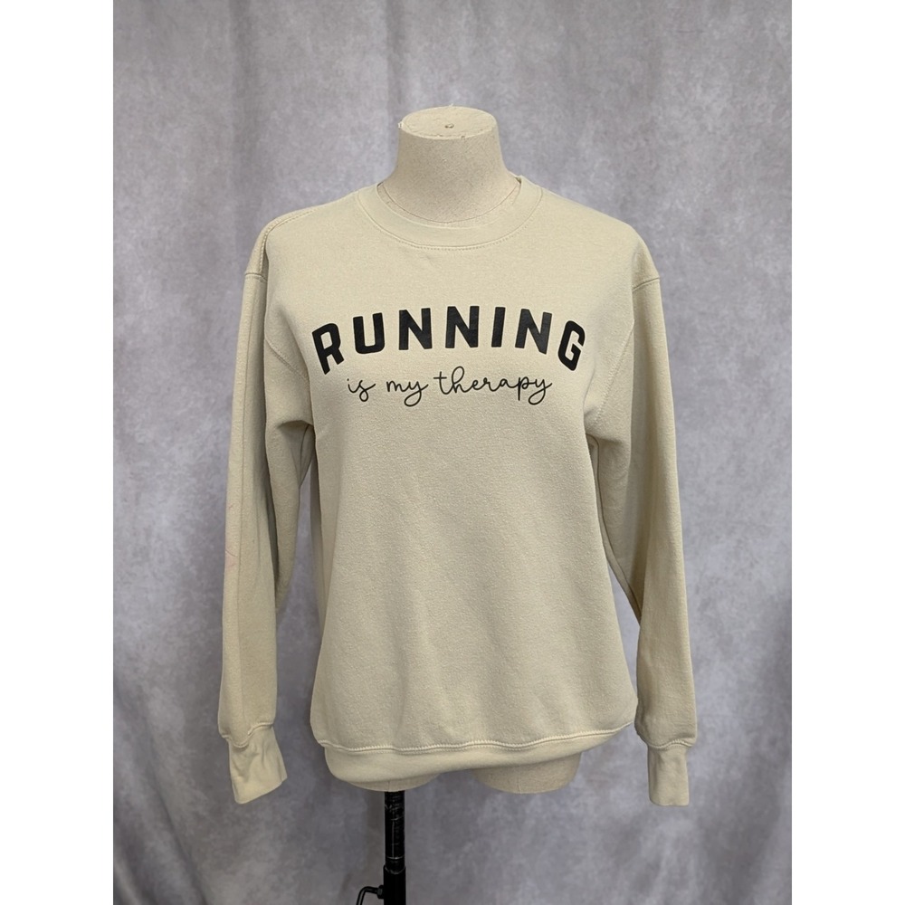Outlash Wear Womens Crewneck Sweatshirt Tan‎ Beige Graphic Pullover Fleece Small